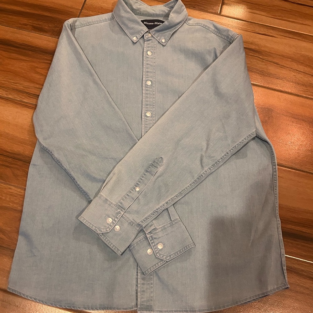 Mizzen+Main Light Denim Wash Button-Down Dress Shirt